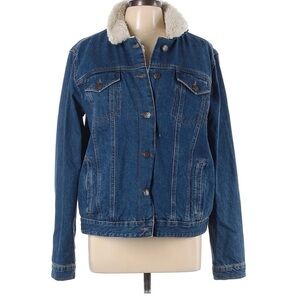 Topshop Blue Denim Jacket with Sherpa Collar 12